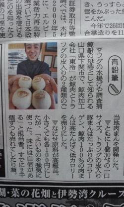 鯨肉まん朝日新聞掲載記事